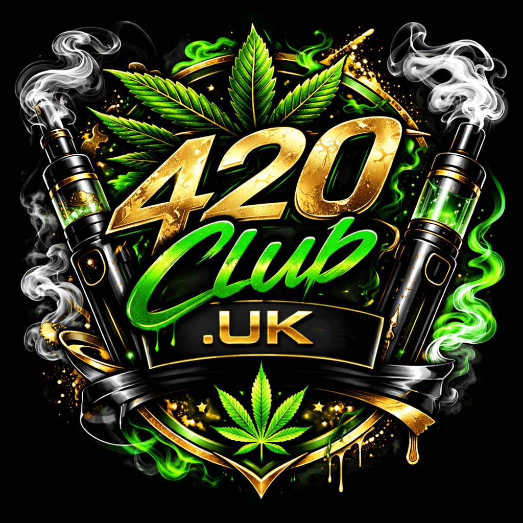 420Club.uk logo with vape and cannabis elements